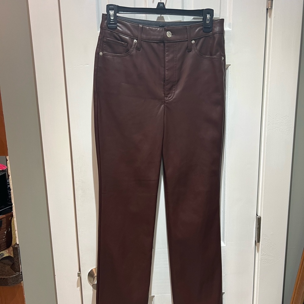 Express high wasted Chocolate Vegan Leather Trousers size 4S